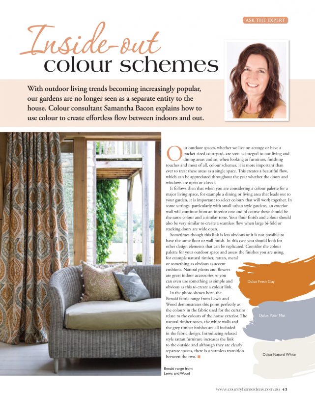 Country Home Ideas Magazine - Inside-out Colour Schemes