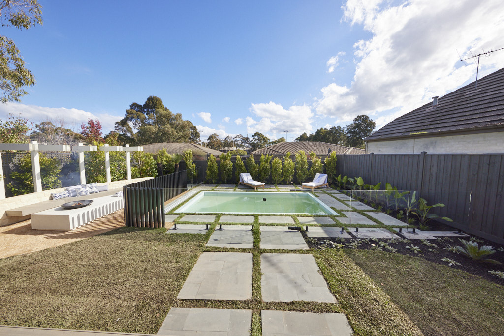 The Block 2021 Back garden and pool