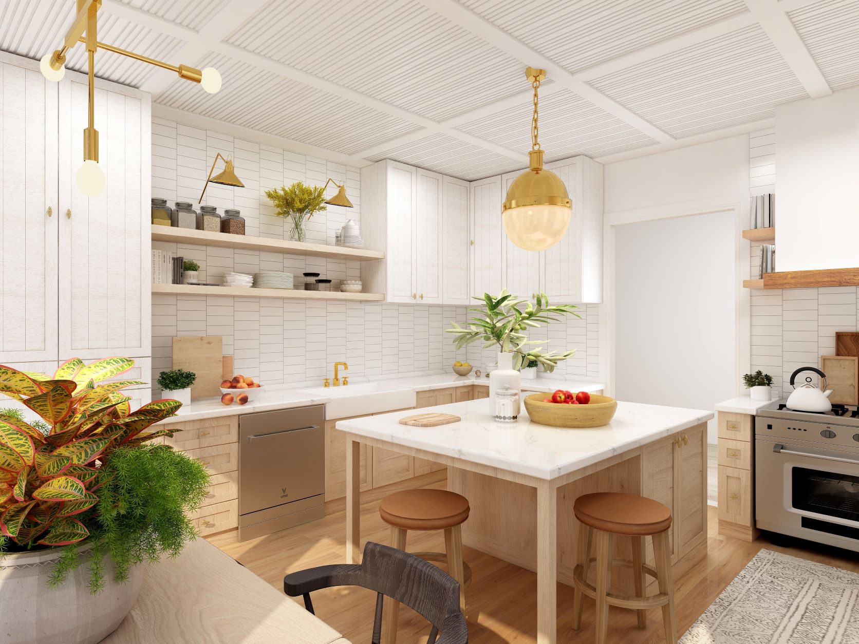 How to include shelving into a kitchen design